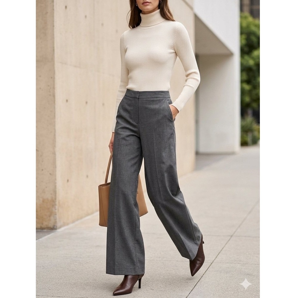 Banana Republic Hayden Pant 14 Gray Wide Leg Trousers 851128-03-1 NWT Office